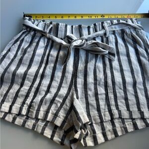 Rewind Black and White Striped High Waist Shorts